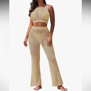 Pink Queen Women's Swimsuit Cover Up Set 2 Pieces Crochet size large‎